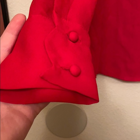 Modcloth Red Scalloped Collar Long Sleeve Blouse - Picture 2 of 5